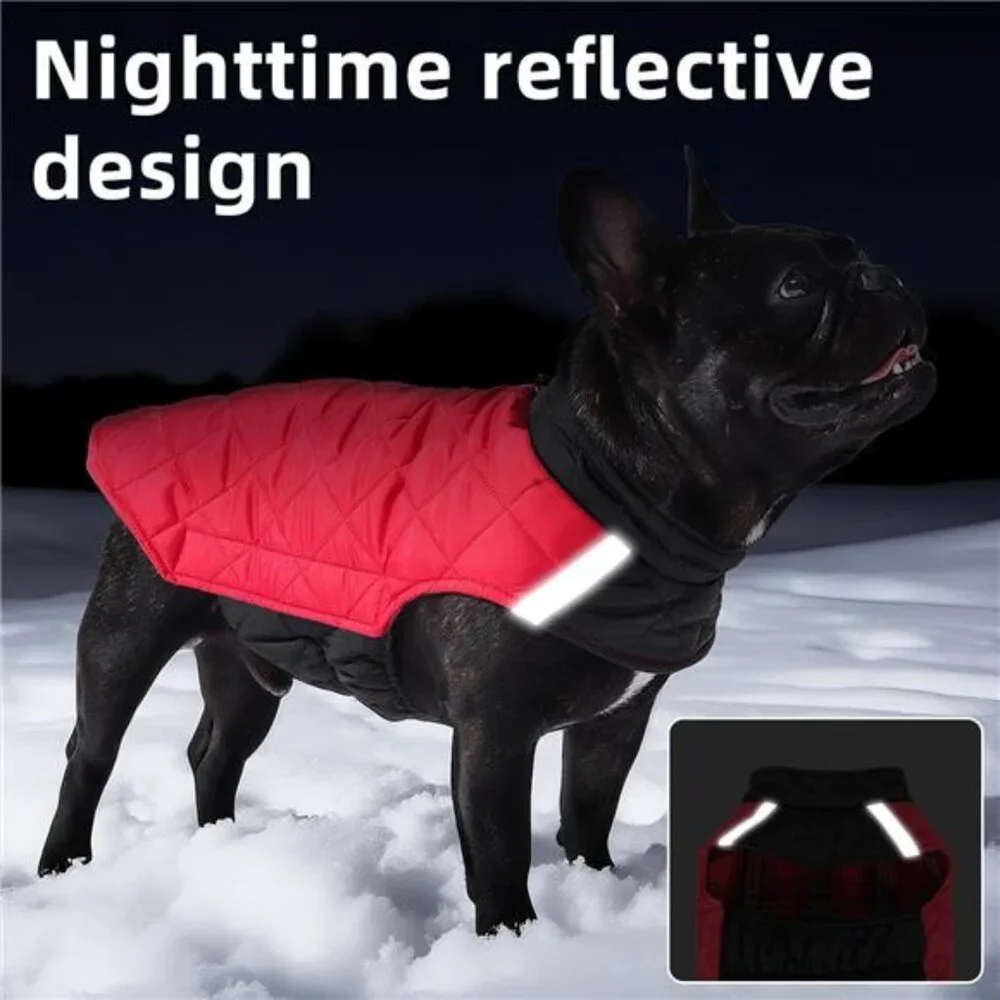 Reversible Waterproof Dog Coat Adjustable Winter Jacket for Small Dogs